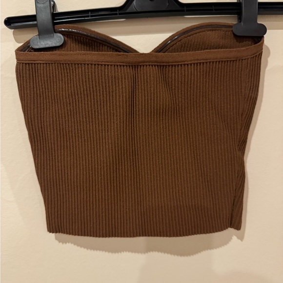 Brown sculpt knit sweetheart tube top - Picture 3 of 4